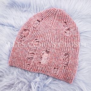 JAX Hat Urban Outfitters Mauve Wool Blend Distressed Beanie Hat Outdoor Winter